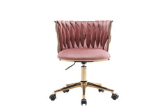 Upholstered Home Office Desk Chairs with Adjustable Swivel Wheels - Pink