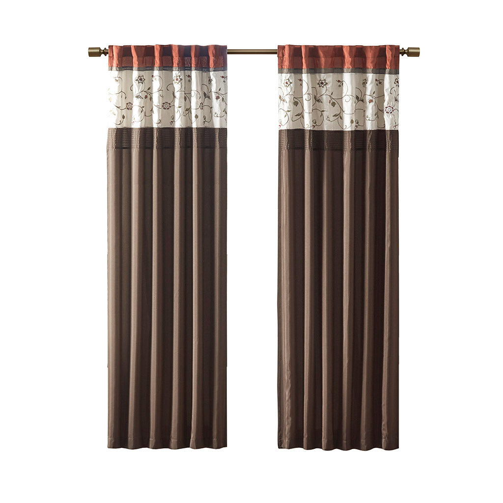 Embroidered Curtain Panel - Spice