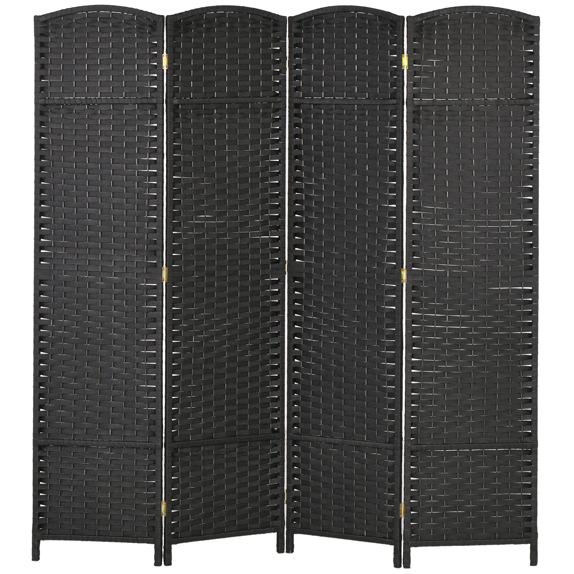 Room Divider, 4 Panel Folding Privacy Screen, 5.6' Tall Freestanding Partition - Black