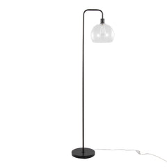 61" Contemporary Metal Floor Lamp in Oil Bronze with Clear Seeded Glass Shade