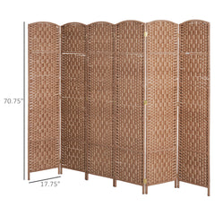 6' Tall Wicker Weave 6 Panel Room Divider Privacy Screen - Natural