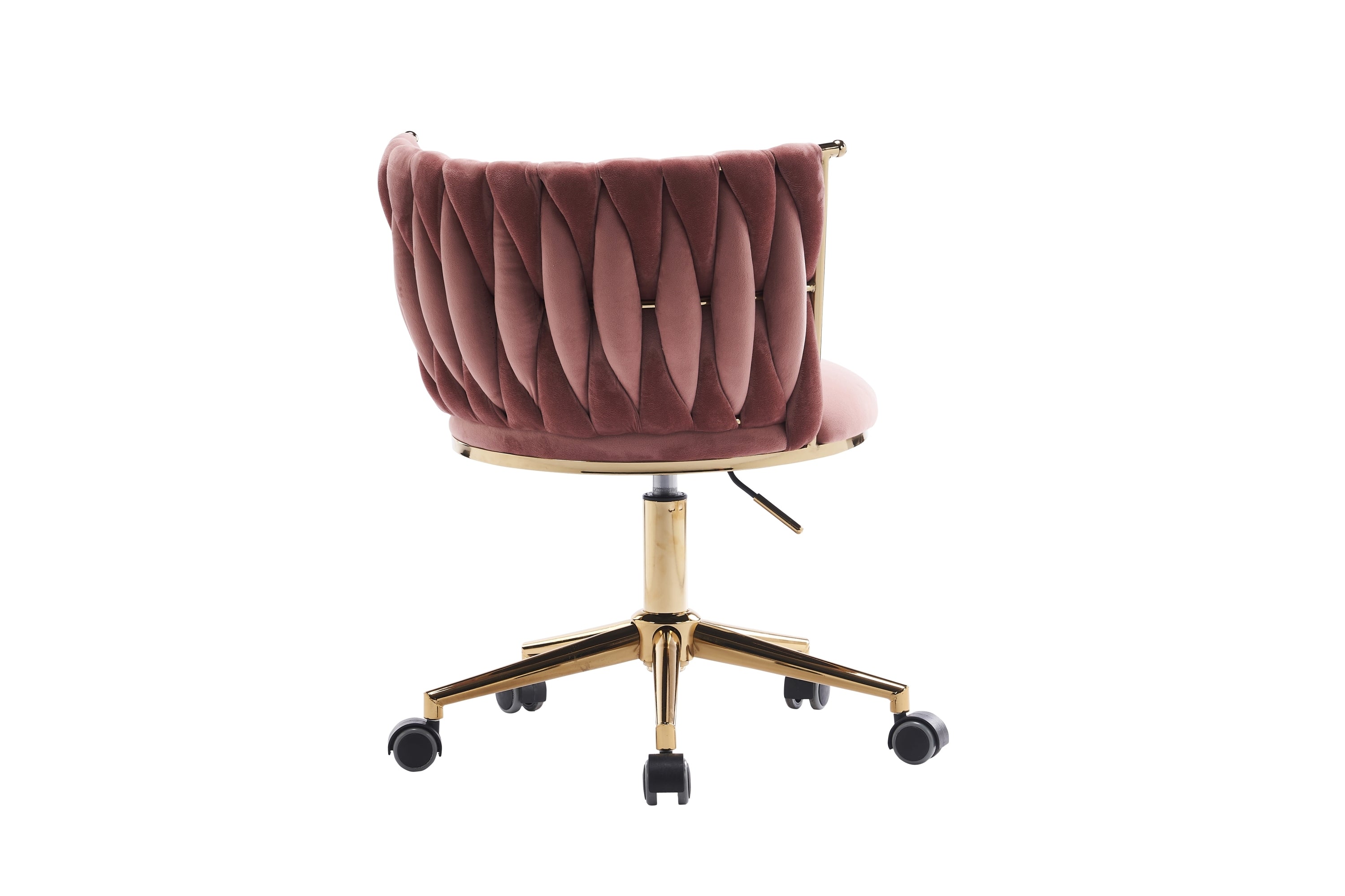 Upholstered Home Office Desk Chairs with Adjustable Swivel Wheels - Pink