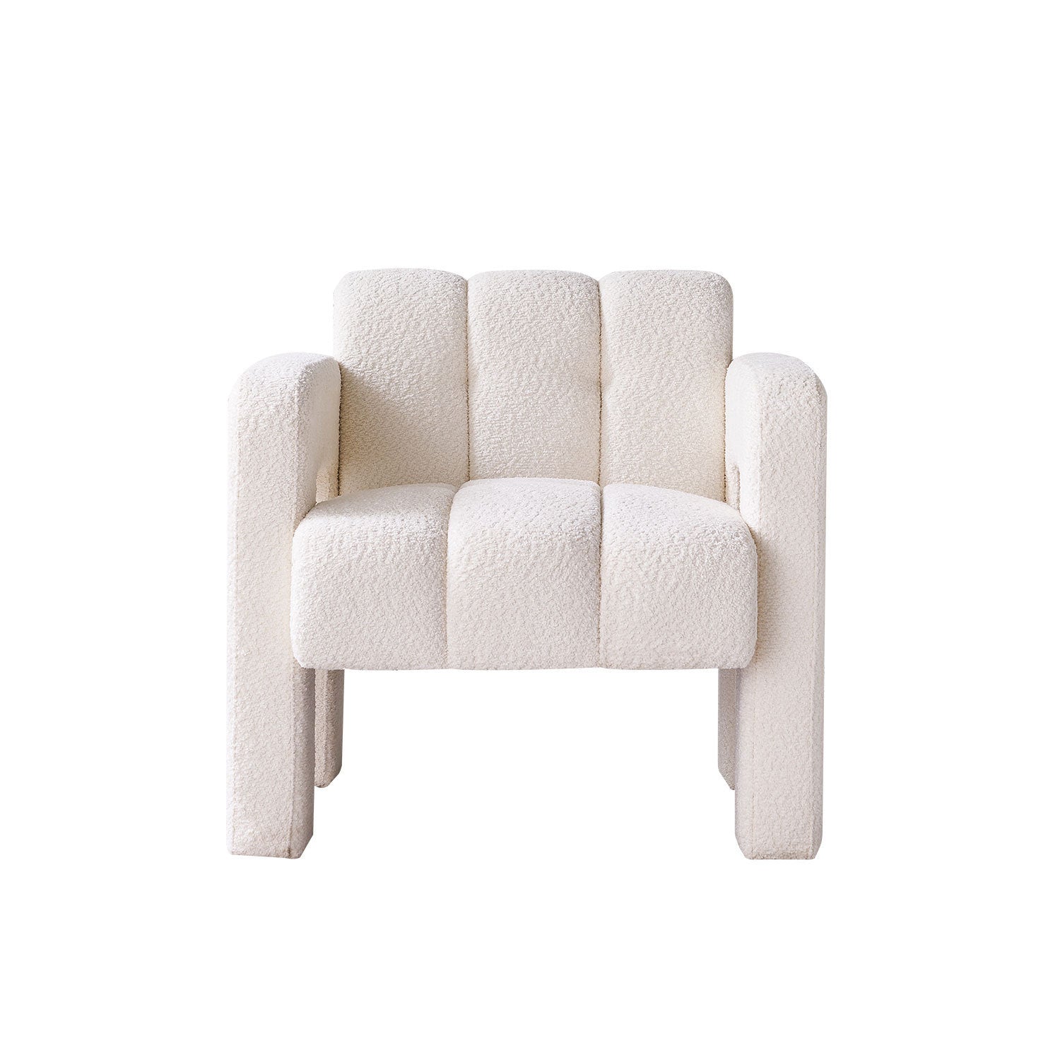 Wide Boucle Upholstered Accent Chair 31.10"  - Beige