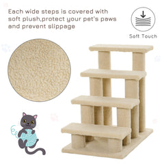 PawHut 25" 4-Step Multi-Level Carpeted Cat Scratching Post Pet Stairs, Beige