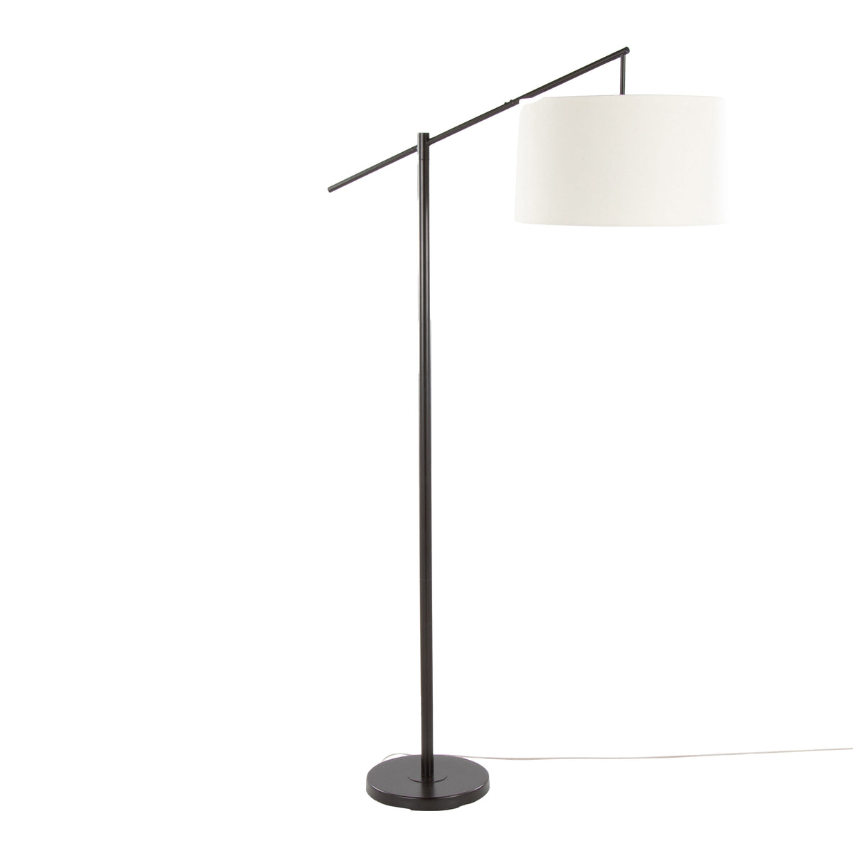 69" Contemporary Floor Lamp in Oil Bronze Metal with Natural Linen Shade