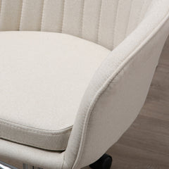 Mid-Back Task Chair, Fabric Home Office Chair, Swivel Desk Chair with Tub Shape Design & Lined Pattern Back - Beige