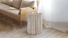 Boho End Table White Washed