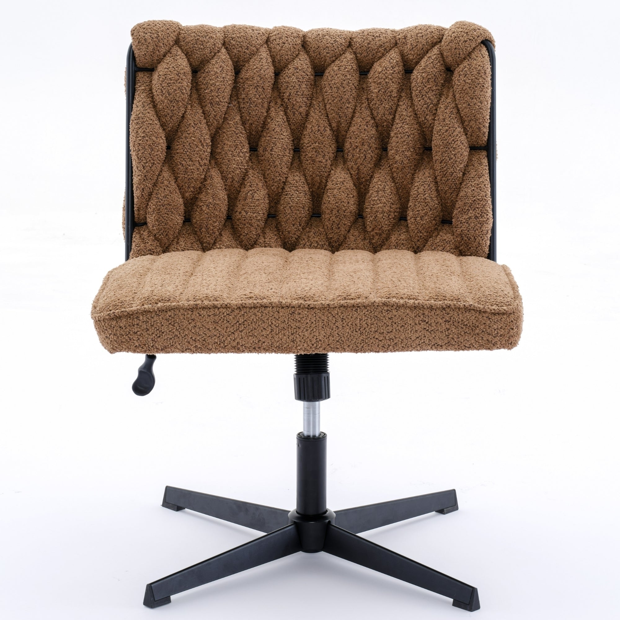 Armless Office Desk Chair No Wheels, Brown