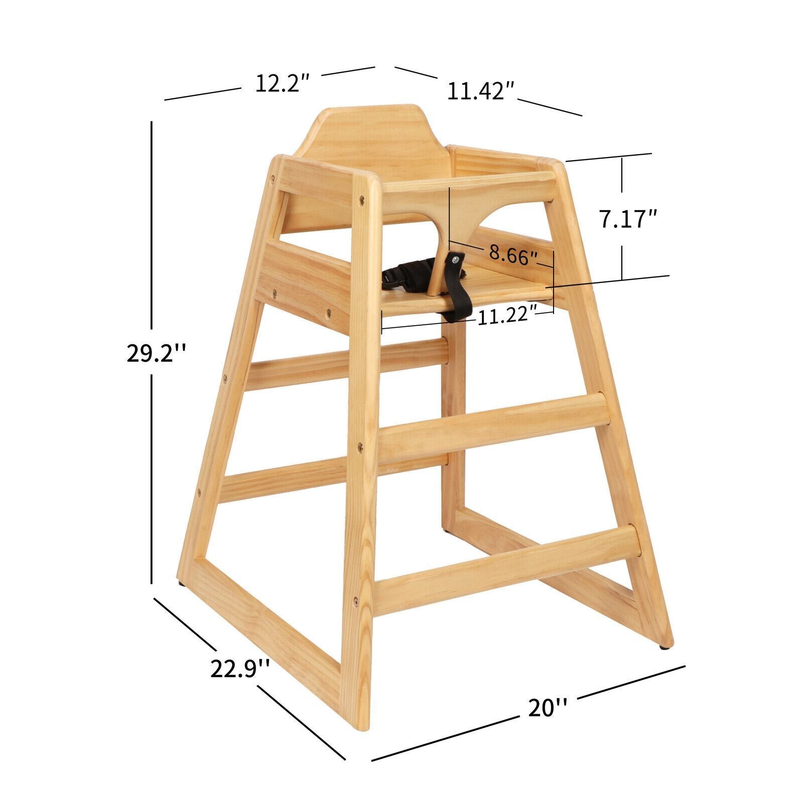 Wooden Double Solid Wood Feeding Baby Chair - Natural Finish