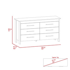 6 Drawer Double Dresser - Light Gray