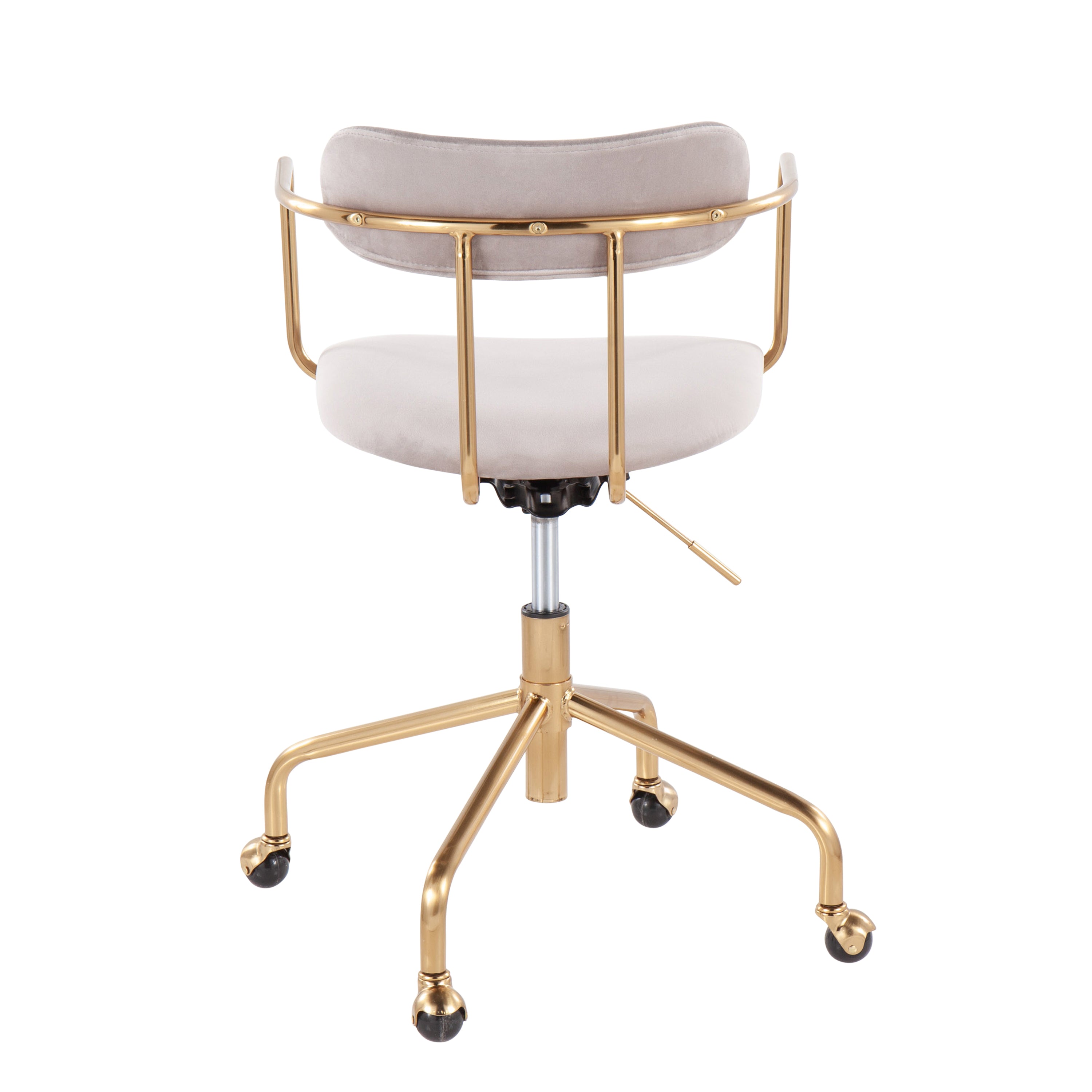 Demi Contemporary Office Chair - Gold Metal and Silver Velvet