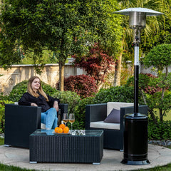 Outdoor Patio Propane Heater with Portable Wheels 47,000 BTU 88 inch Standing Gas Outside Heater Stainless Steel Burner