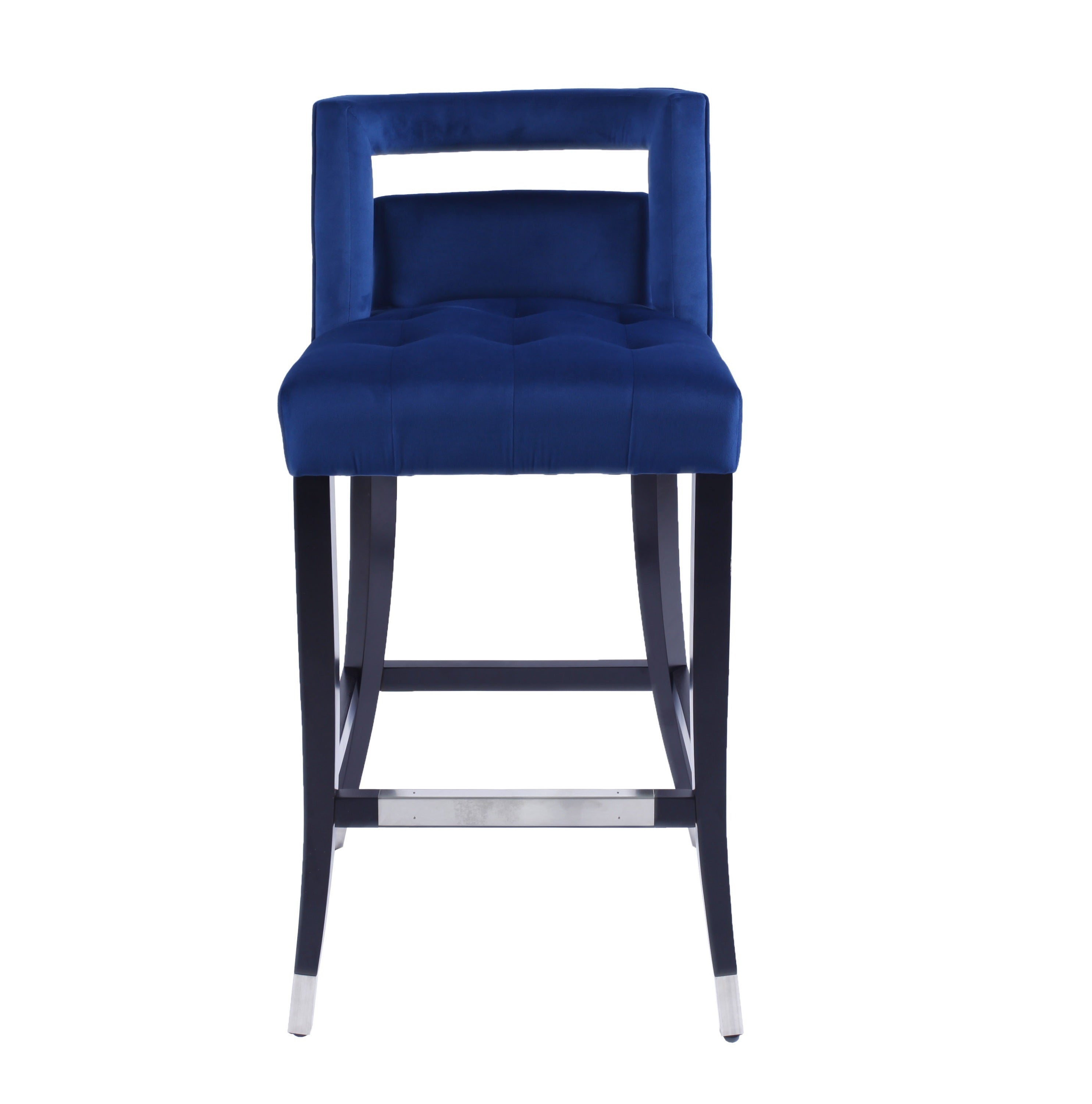 Suede Velvet Barstool with nailheads Living Room Chair 2 pcs Set - 30 inch Seater height - Navy