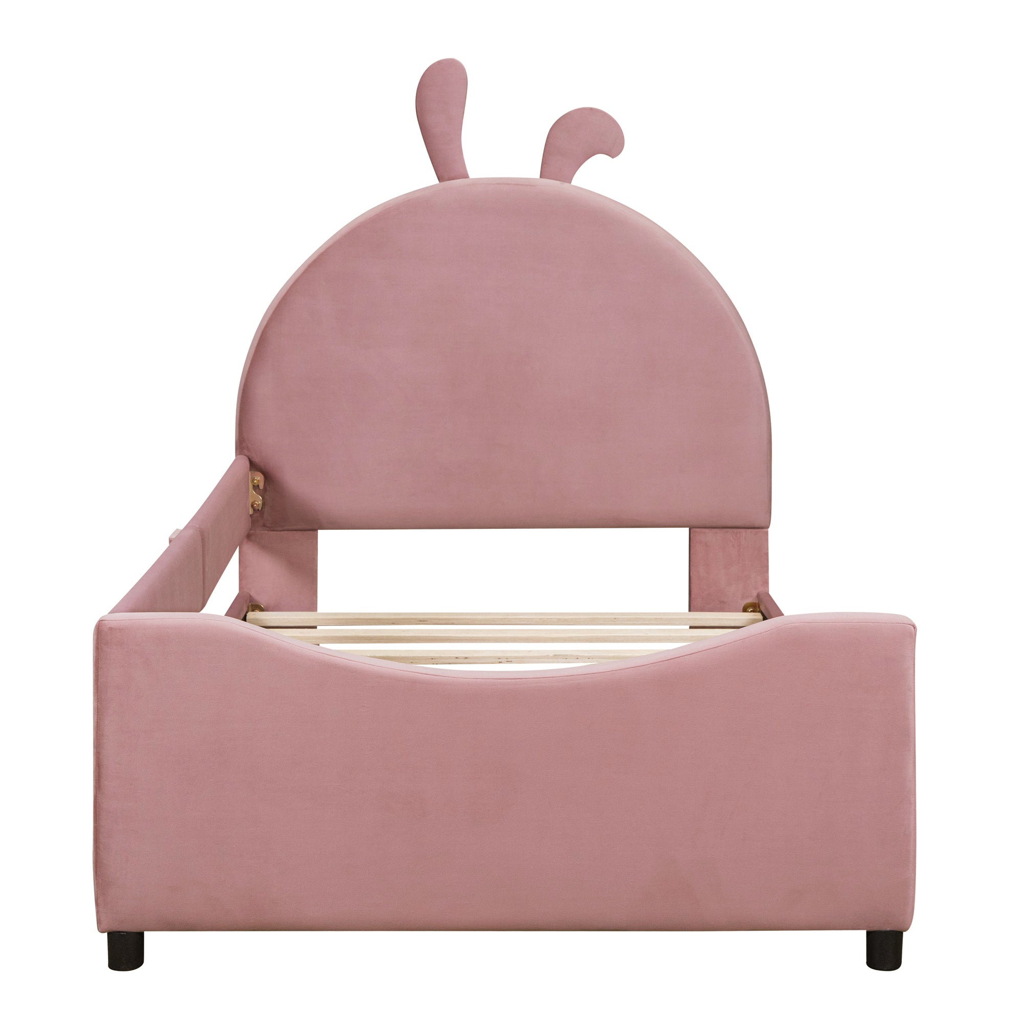 Twin Size Upholstered Daybed with Rabbit Ear Shaped Headboard - Pink