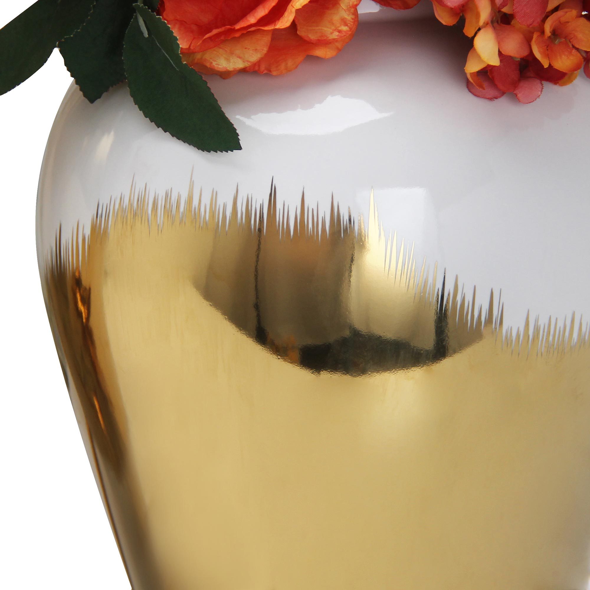 Regal White Gold Gilded Ginger Jar with Removable Lid 18.50"H