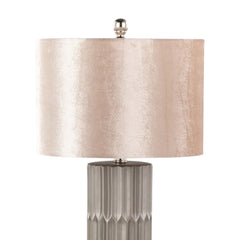 22" Contemporary Ceramic Table Lamp in Brown and Metallic Brown Ceramic with Champagne Shade