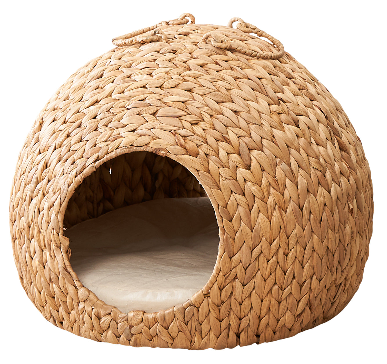 Woven Wicker Round Cat Bed Cave with Handles - 18"x18"x18"