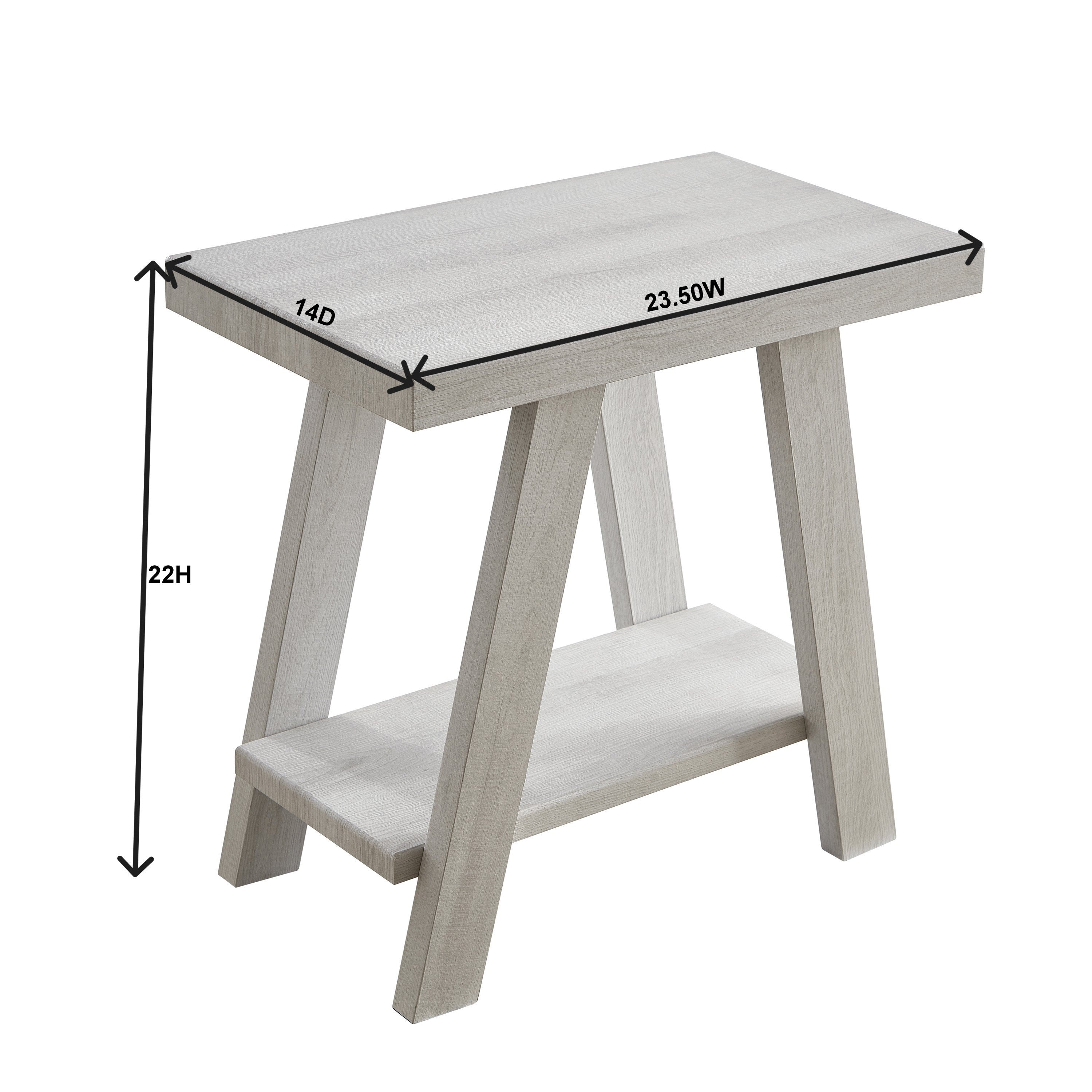 Contemporary Wood Shelf Side Table - White Finish