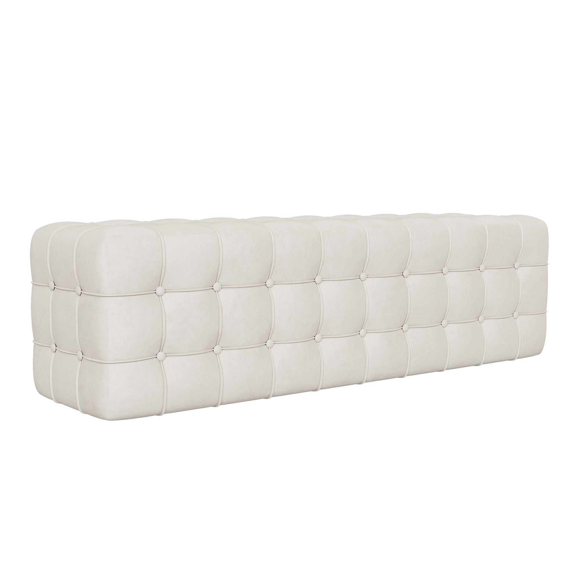 Elegant and Luxurious Velvet Ottoman Bench, Rectangular Footstool, No Assembly Required - White