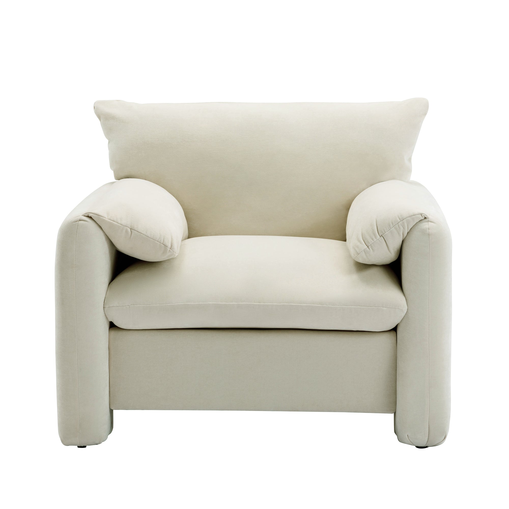 Modern Style Chenille Oversized Armchair Accent Chair - Cream