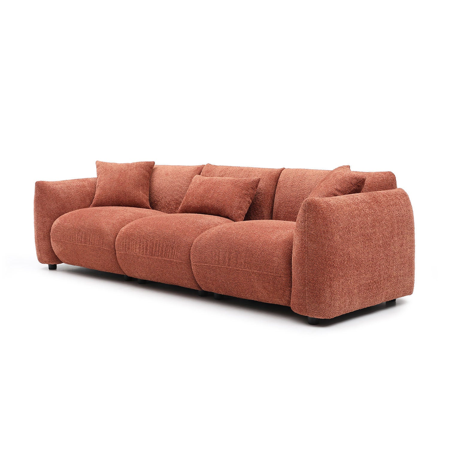 Mid Century Modern Couch 3-Seater Sofa - Orange