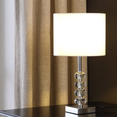 17.75" Olivia Prism Orb Crystal Modern Silver Table Lamp