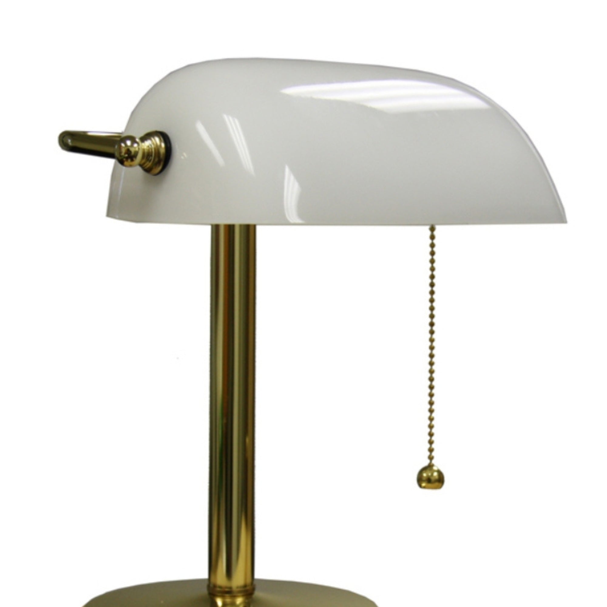 12.5" Tall Metal Table Lamp, Bankers Lamp Design - White