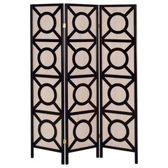 Tan and Cappuccino Circle Pattern 3-Panel Folding Screen