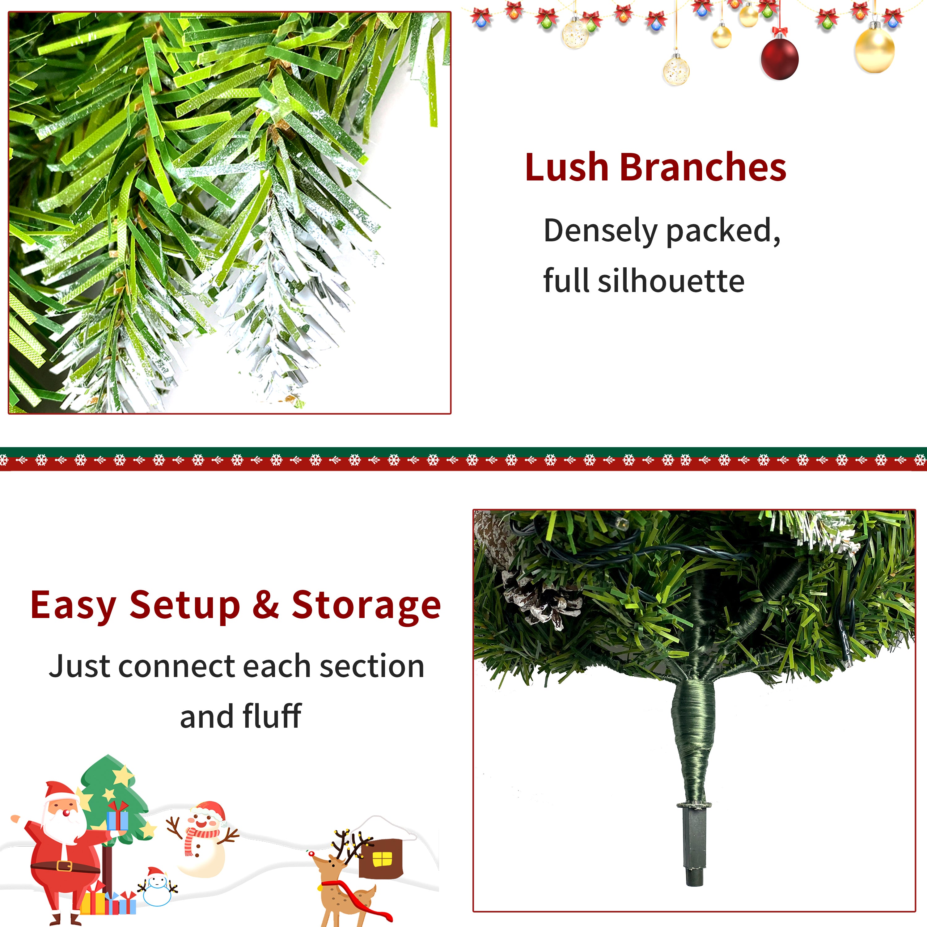 Pre-lit Xmas Tree Artificial Christmas 4-Piece Set,Garland, Wreath and Set of 2 Entrance Trees X-mas with LED Lights, Christmas Tree