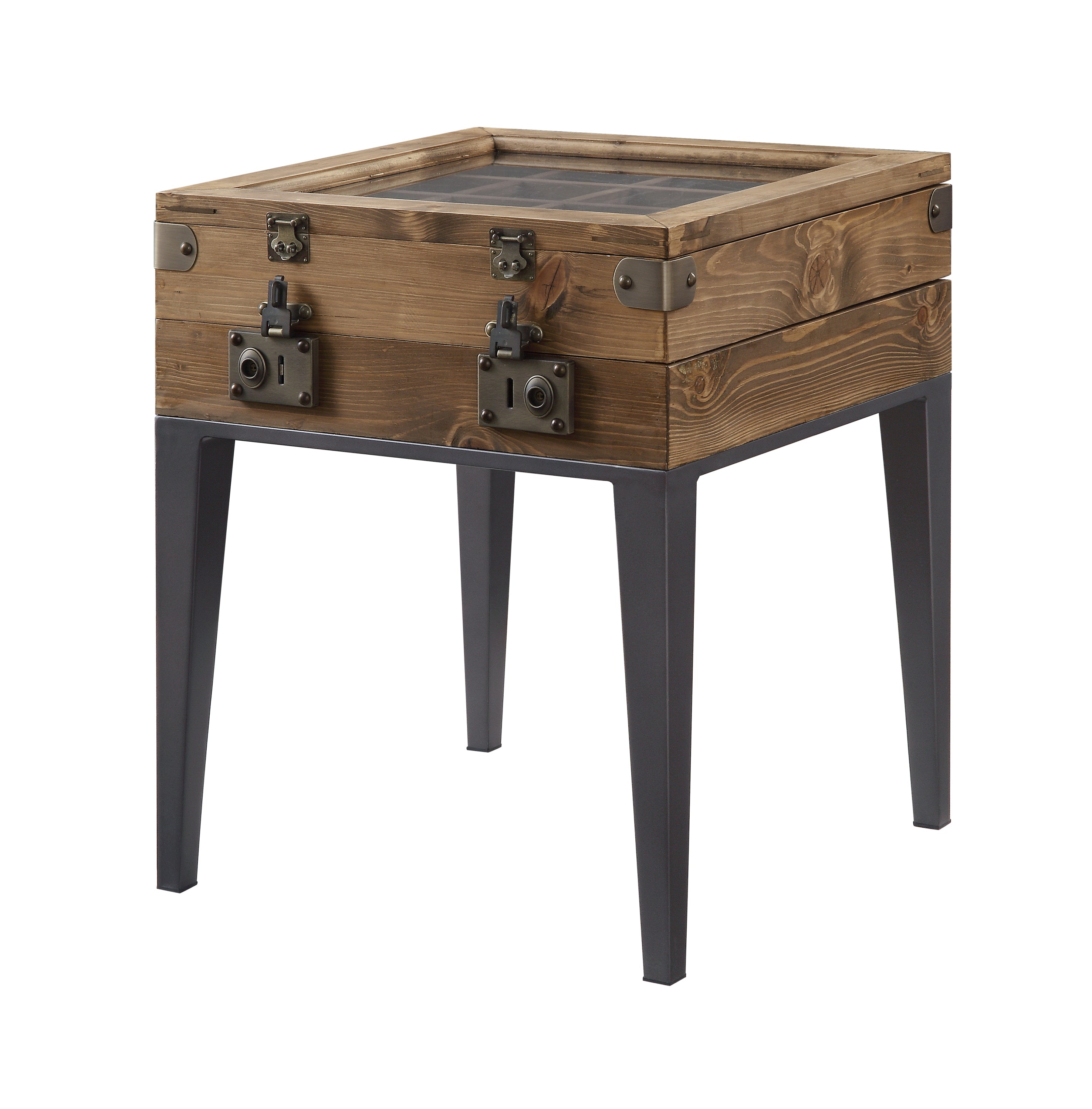 Rustic Oak & Matte Gray Accent Table