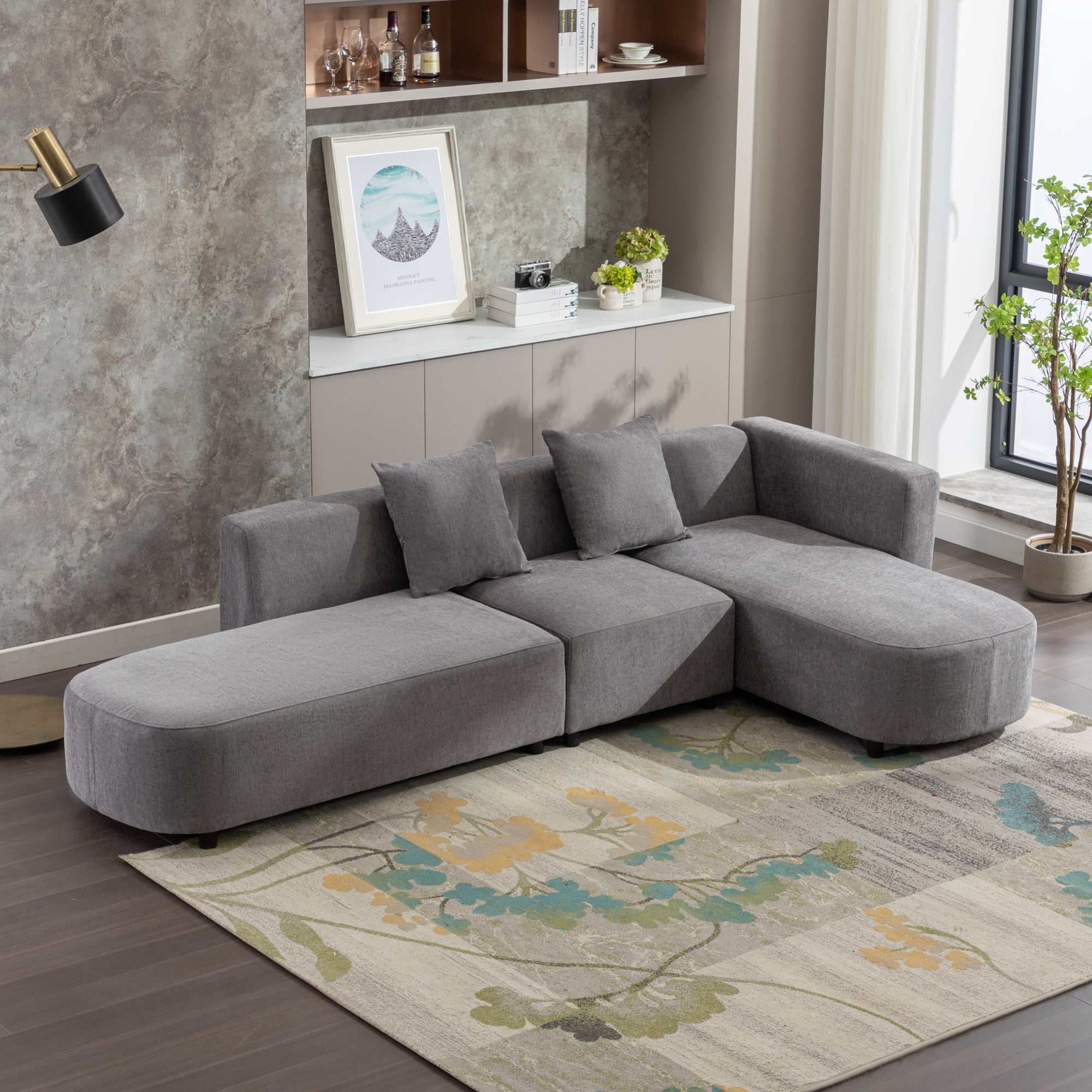 Luxury Modern Style Living Room Upholstery Sofa - Grey