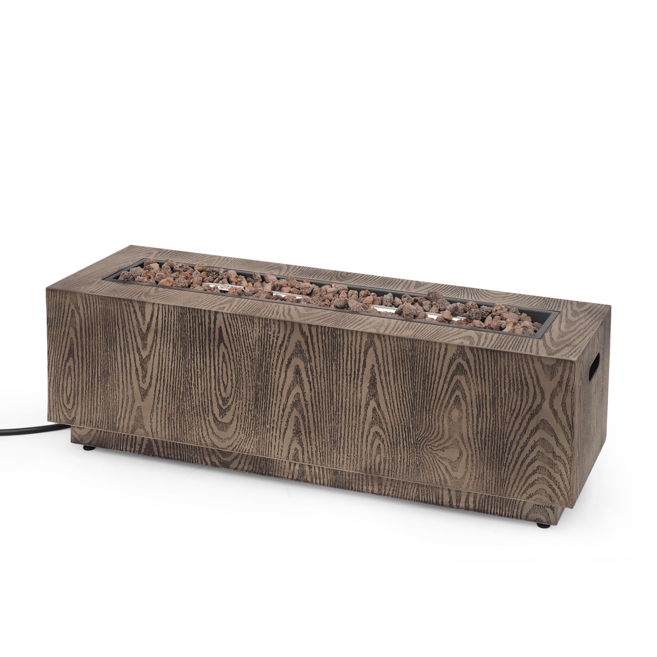 Rectangular Fire Pit -50 000 BTU Tank outside - Wood/ Iron