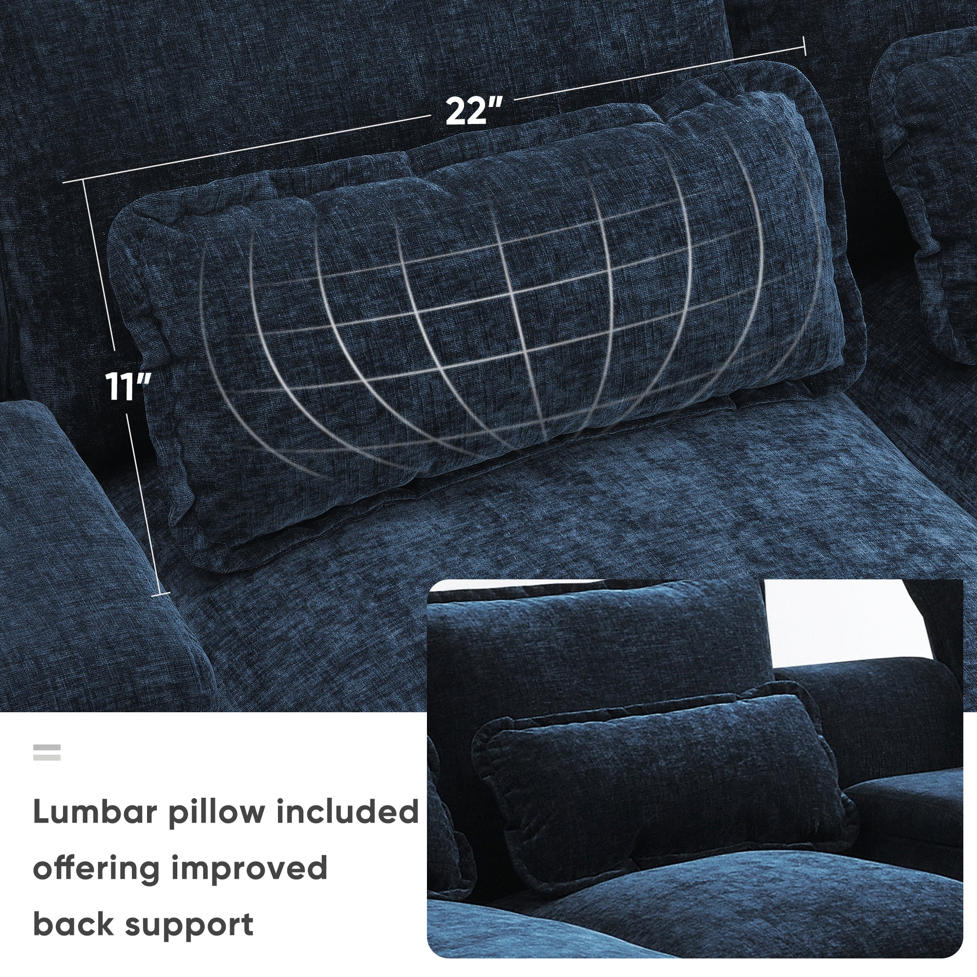 Modern Blue U-shaped Sofa with Cupholders and USB Ports, 6-seat Upholstered Symmetrical Indoor Furniture