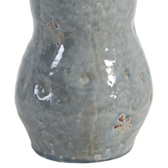 15 Inch Ceramic Vase, Curved and Flare Design, Gray