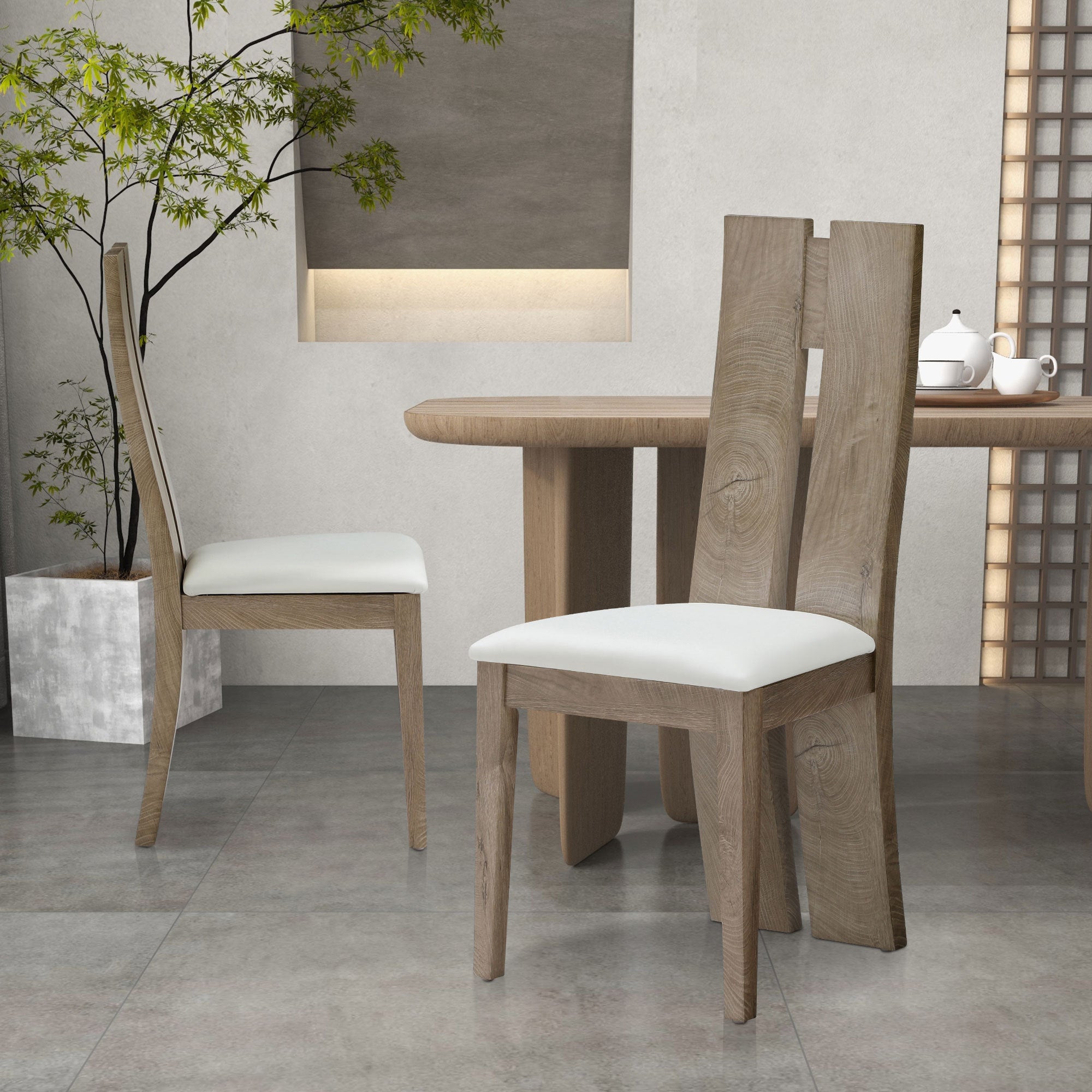 Dining Chair Set of 2 MDF, sponge .PU Leather Upholstered Cushion Seat Wooden Back Side Chairs Wood Armless Dining Chairs with High Back