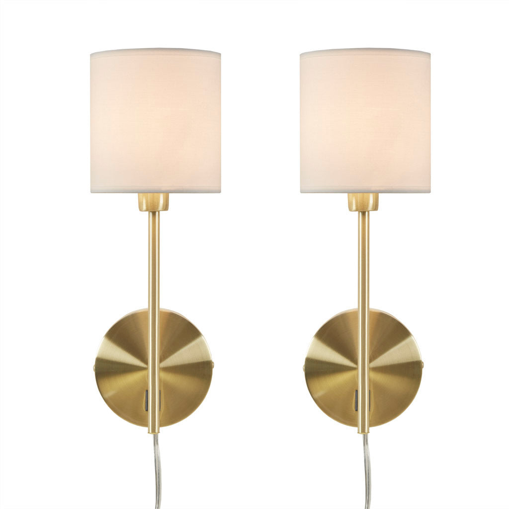 Elegant Metal Wall Sconce with Cylinder Shade (Set of 2)