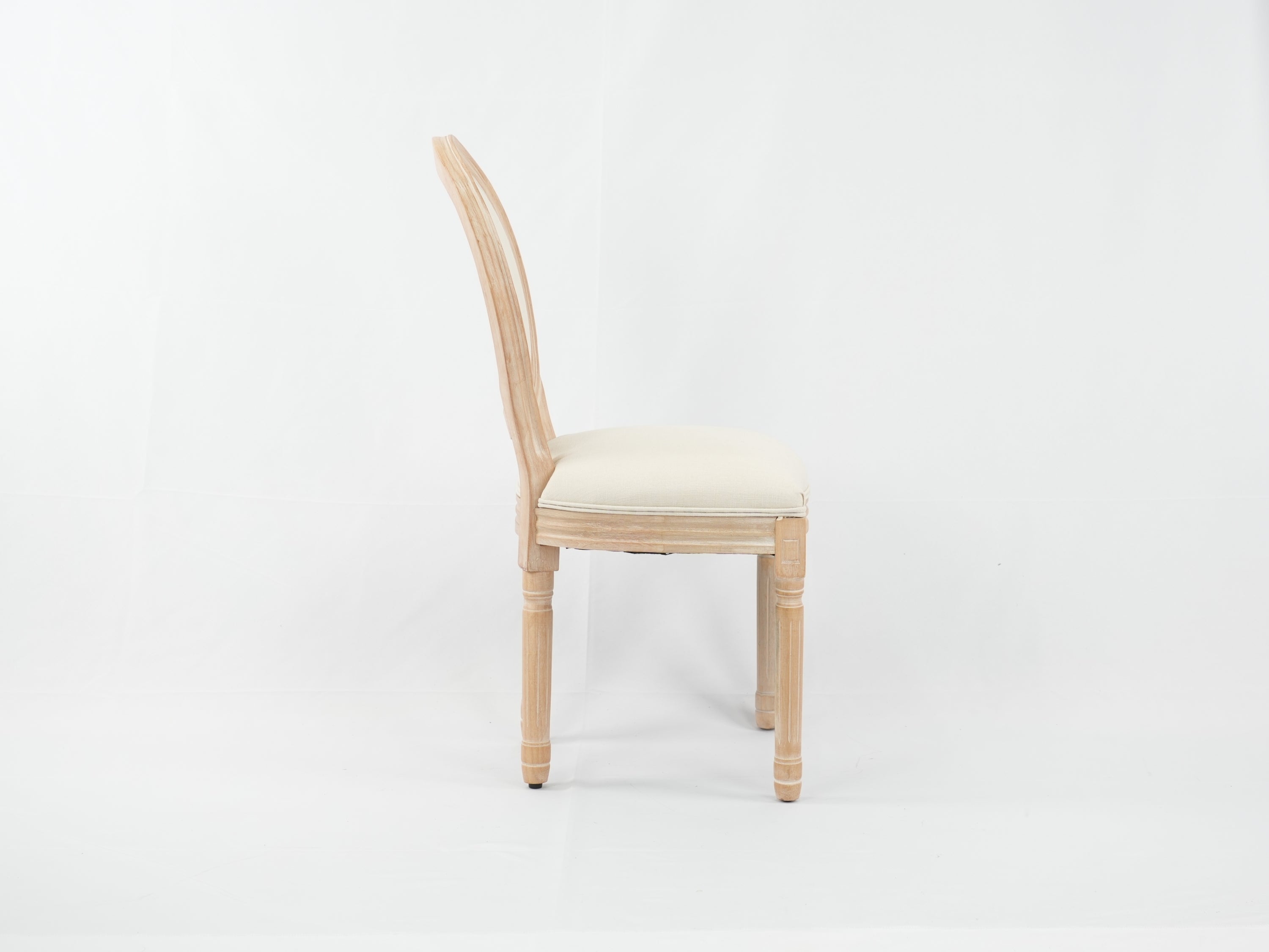 Set of 2 French Dining  Chair with Rubber Legs - Beige