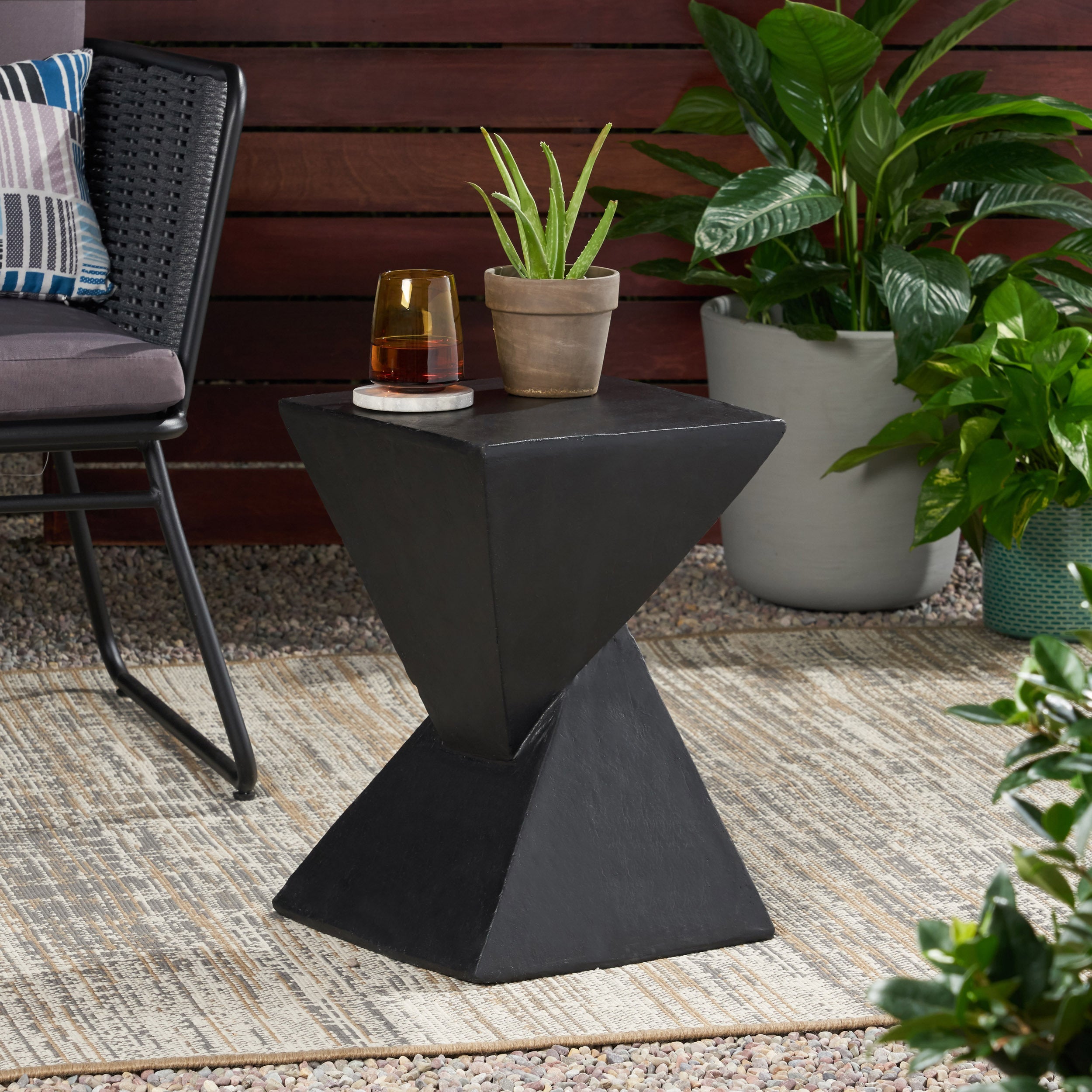 Modern Hourglass Side Table - Black