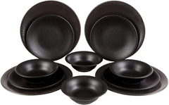 Fulya 12 Pieces Dinnerware Set - Black