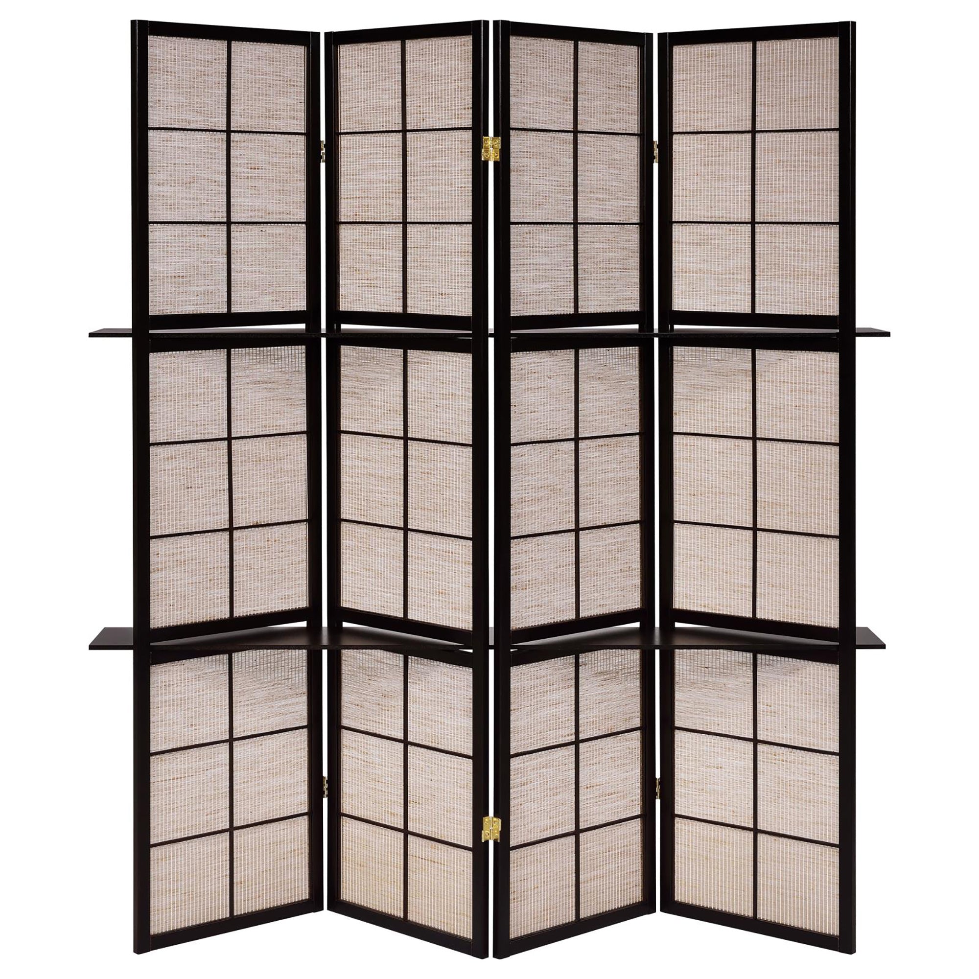 Tan and Cappuccino 4-Panel Folding Screen