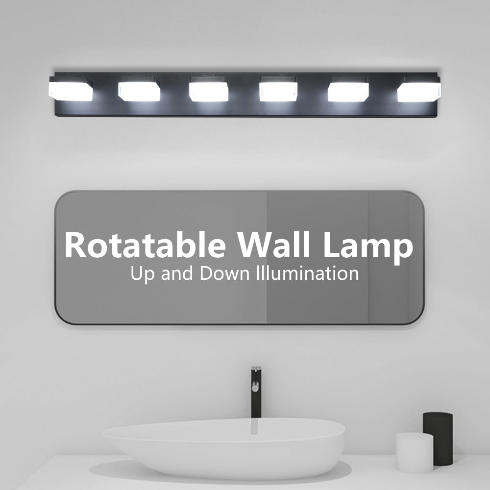 Modern 6-Light Black LED Vanity Mirror Light Fixture For Bathrooms And Makeup Tables