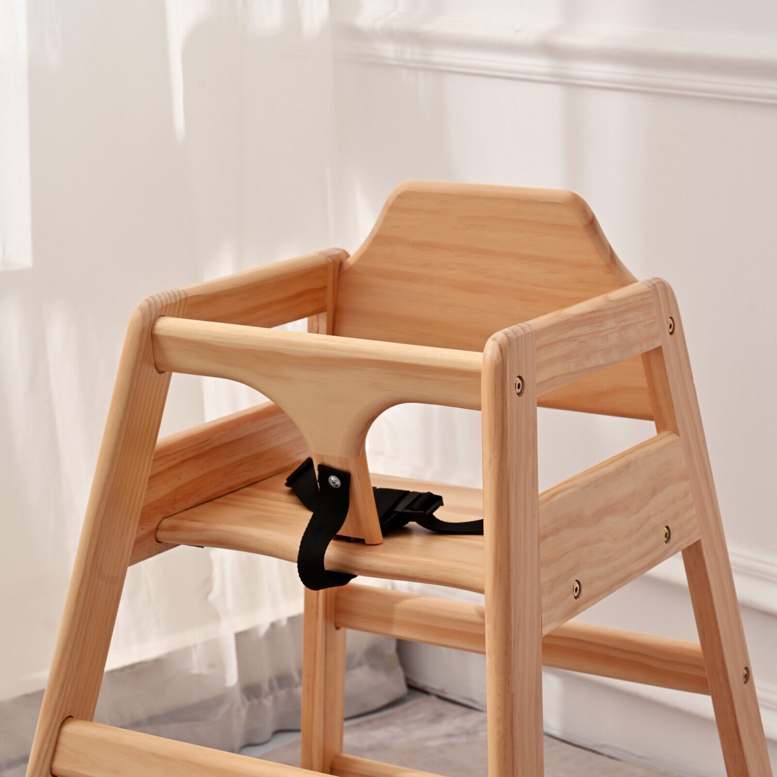 Wooden Double Solid Wood Feeding Baby Chair - Natural Finish