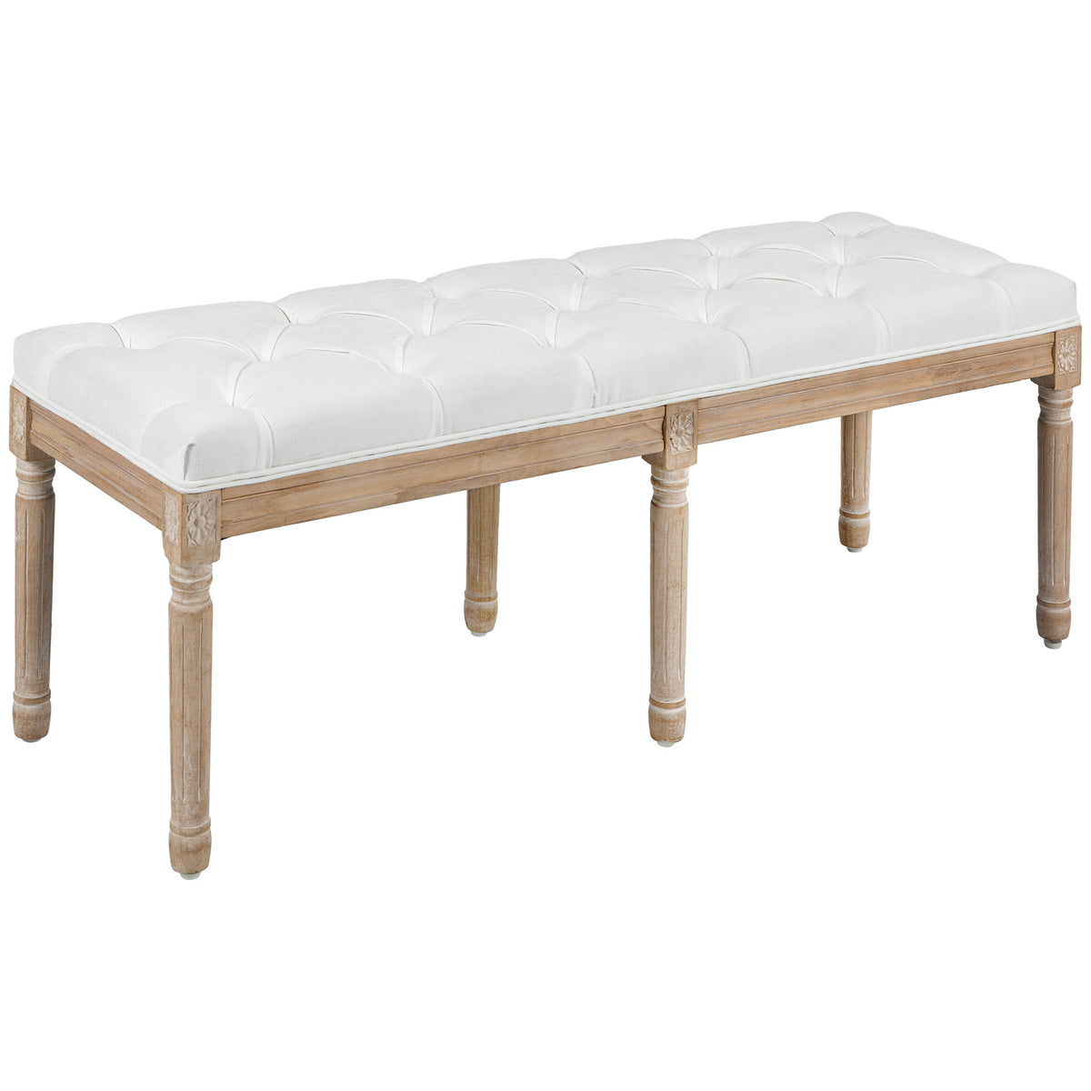 46" End of Bed Bench, Upholstered Bedroom Bench, Cream White