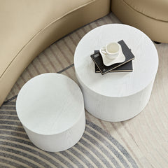 Set of 2 Modern Coffee End Side Accent Table - White