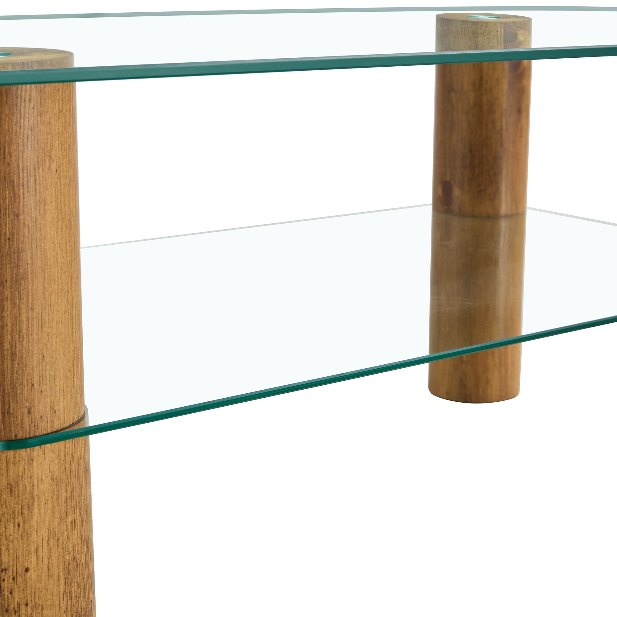 Minimalist and Modern Double-Layer Transparent Tempered Glass Coffee Table and Coffee Table