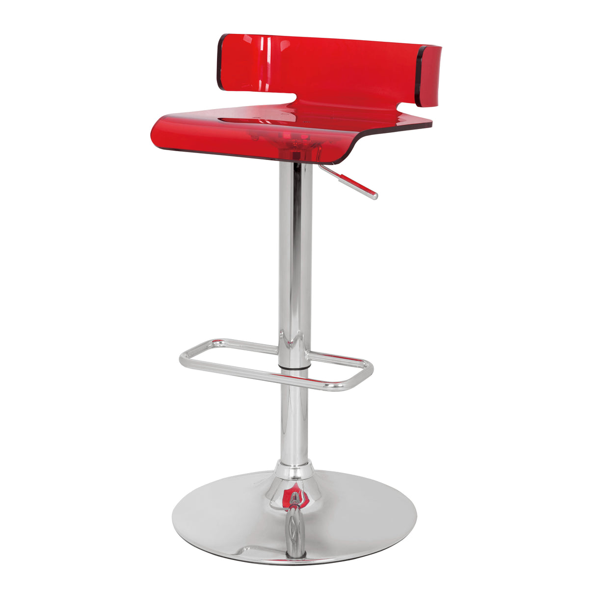 Red and Chrome Adjustable Swivel Stool