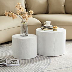 Set of 2 Modern Coffee End Side Accent Table - White