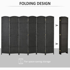 Room Divider, 6 Panel Folding Privacy Screen, 5.6' Tall Freestanding Wall Partition for Home Office, Bedroom, Black