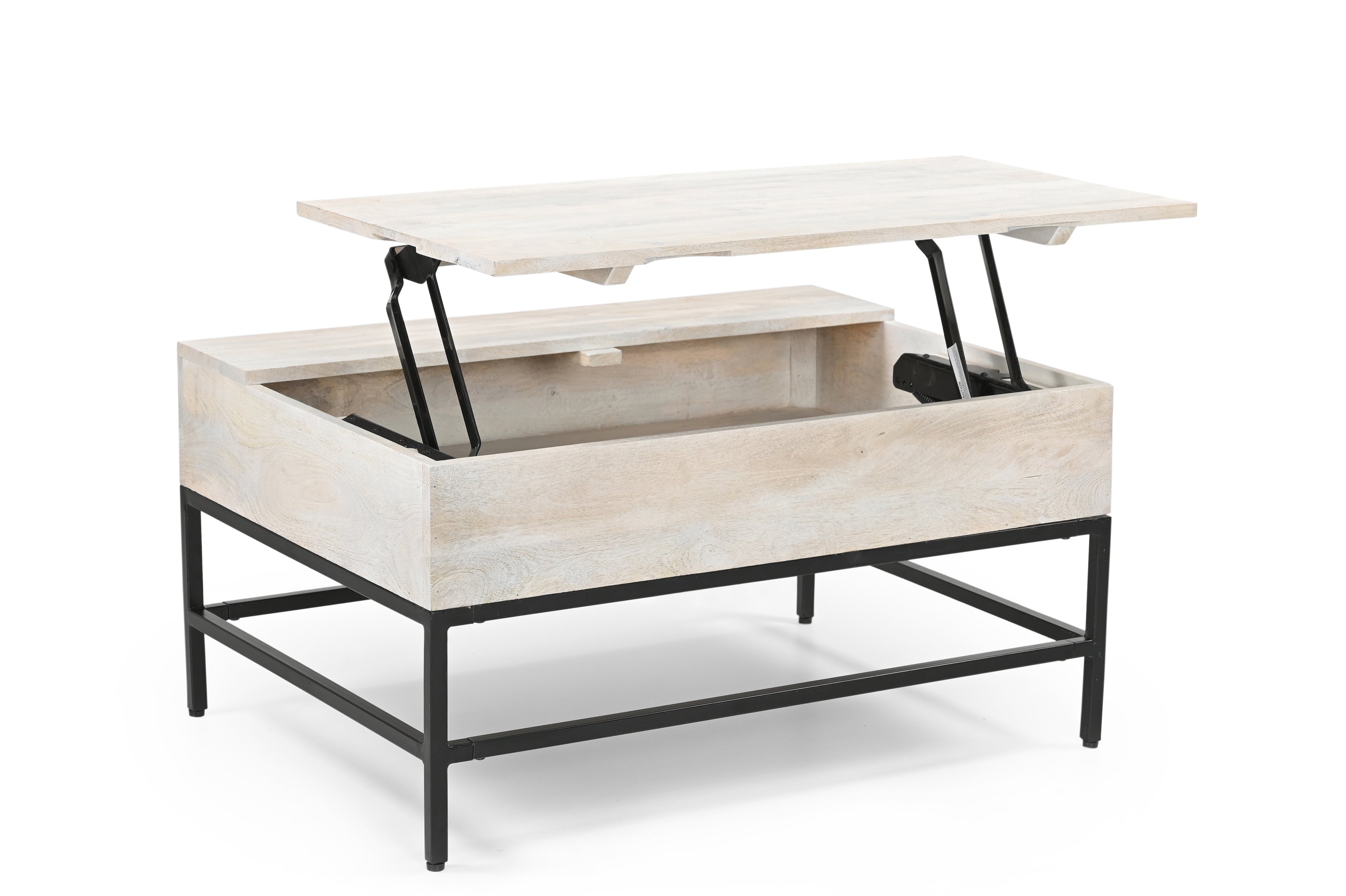 Modern Whitewashed Lift Top Coffee Table
