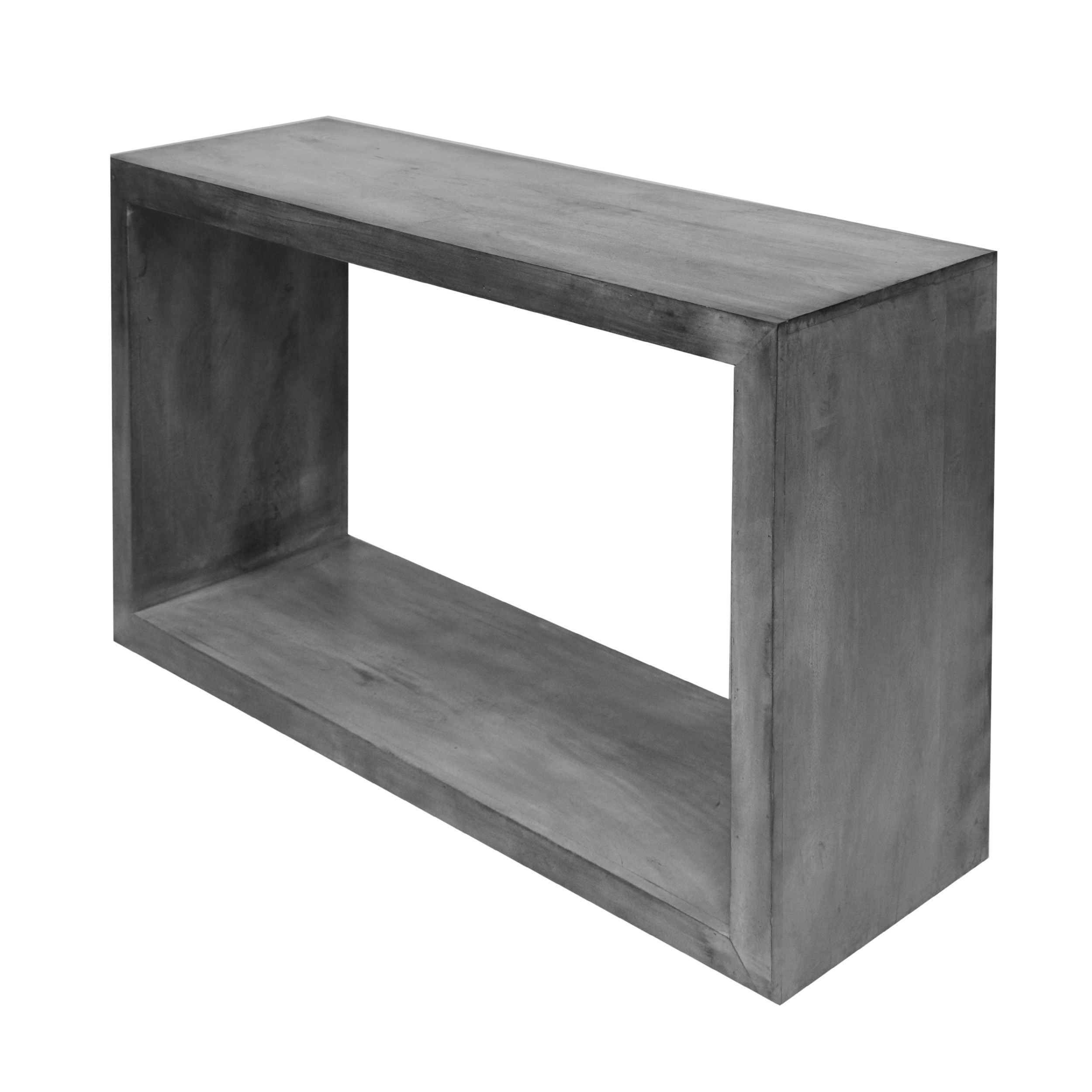 52" Cube Shape Wooden Console Table with Open Bottom Shelf - Charcoal Gray